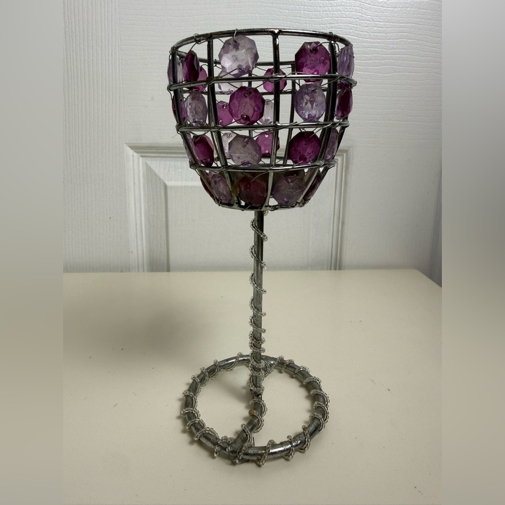 Set of 2 Purple Crystal Beaded Candle Holders Glam Decor - Picture 13 of 16